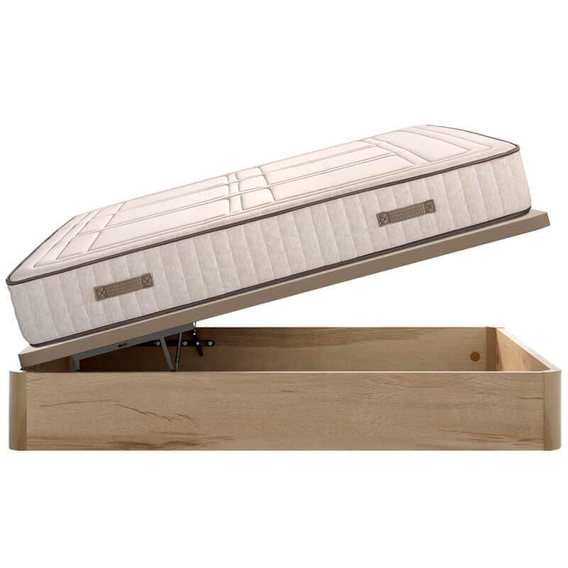 Colchão de algodão Hr com visco extra firme respirável de 27 cm + sofá dobrável de madeira 3D com altura de 34 cm 135x182cm Carvalho