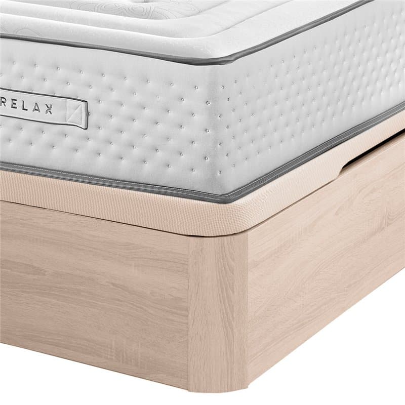 Colchão de molas ensacadas Magnum Firm Relax de 32 cm de alta qualidade + Estrutura de cama dobrável Relax 3D de 32 cm de altura 105x190cm natural