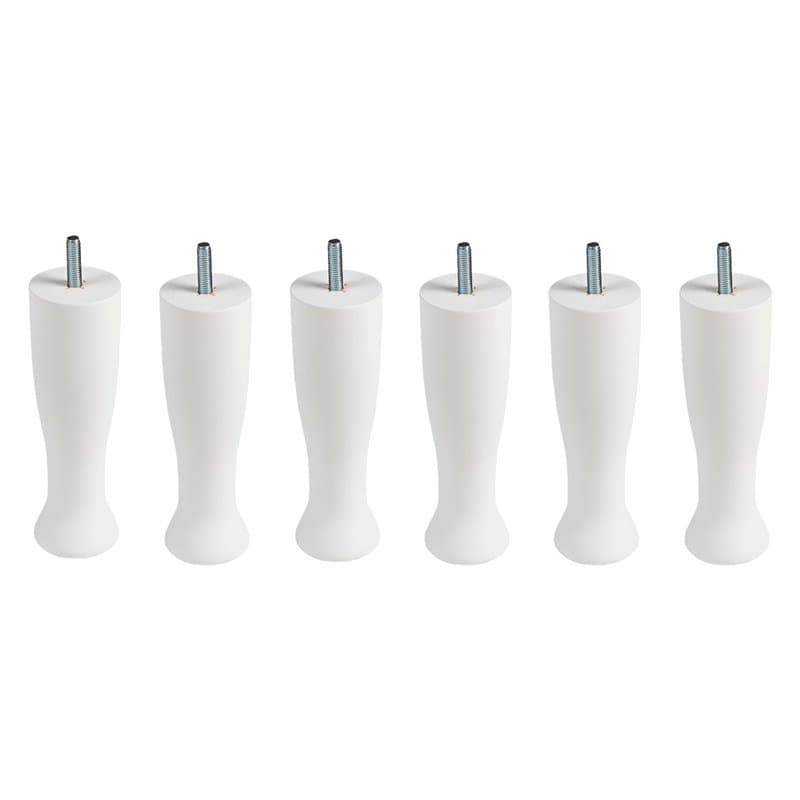 Conjunto de 6 pés Relax Cup de 16 cm com rosca M8 para base e divã. 6 pernas de madeira brancas