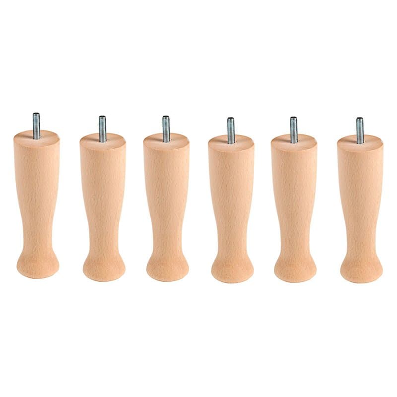 Conjunto de 6 pés Relax Cup de 16 cm com rosca M8 para base e divã. 6 pés de madeira de faia