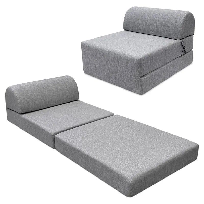 Pufe-cama com colchão dobrável removível