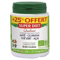 Quatuor mate guaraná chá verde açaí queima gordura 187 comprimidos - Superdiet