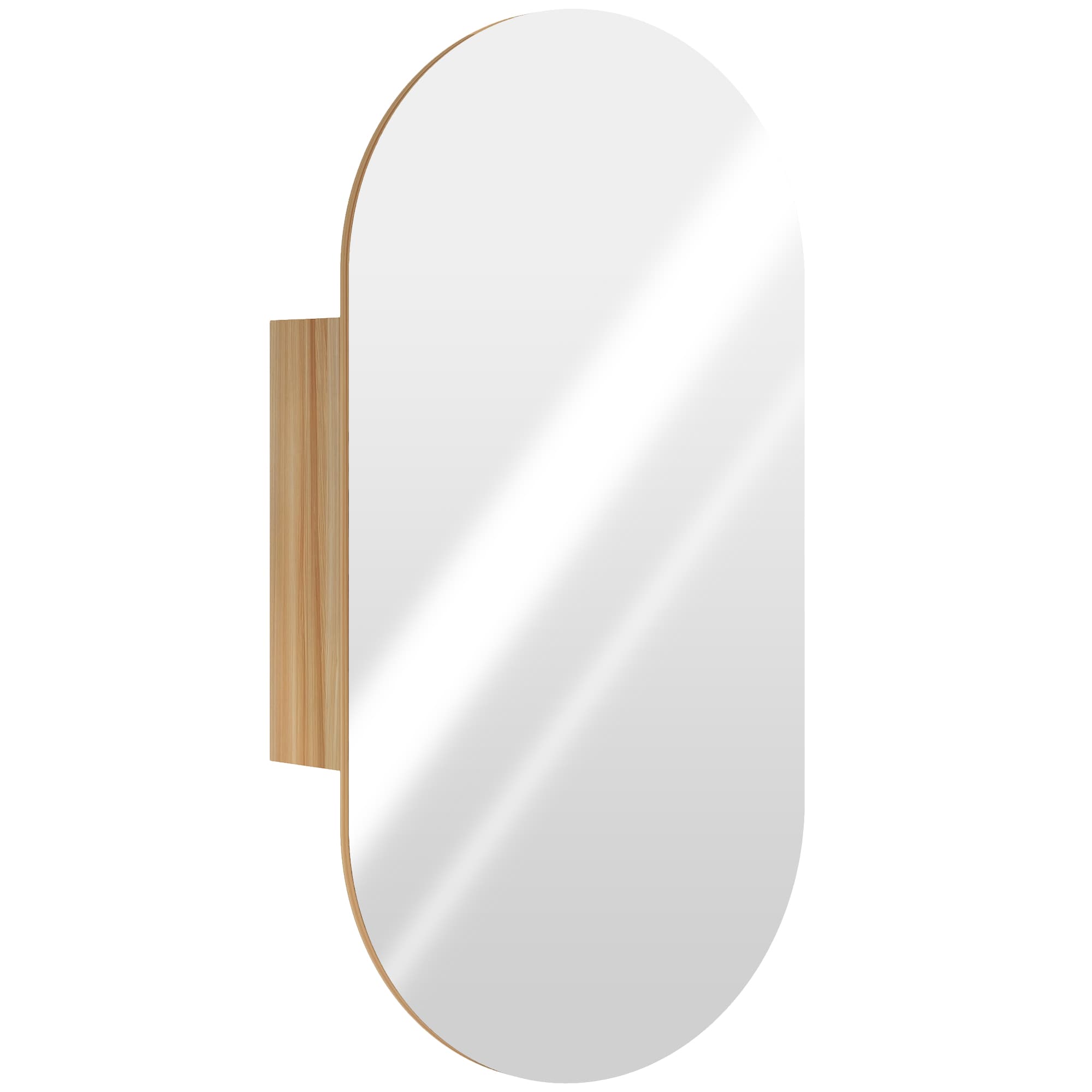 HOMCOM Armário de Parede com Espelho Oval para Casa de Banho 45x13,5x90 cm Cor Madeira Aosom Portugal