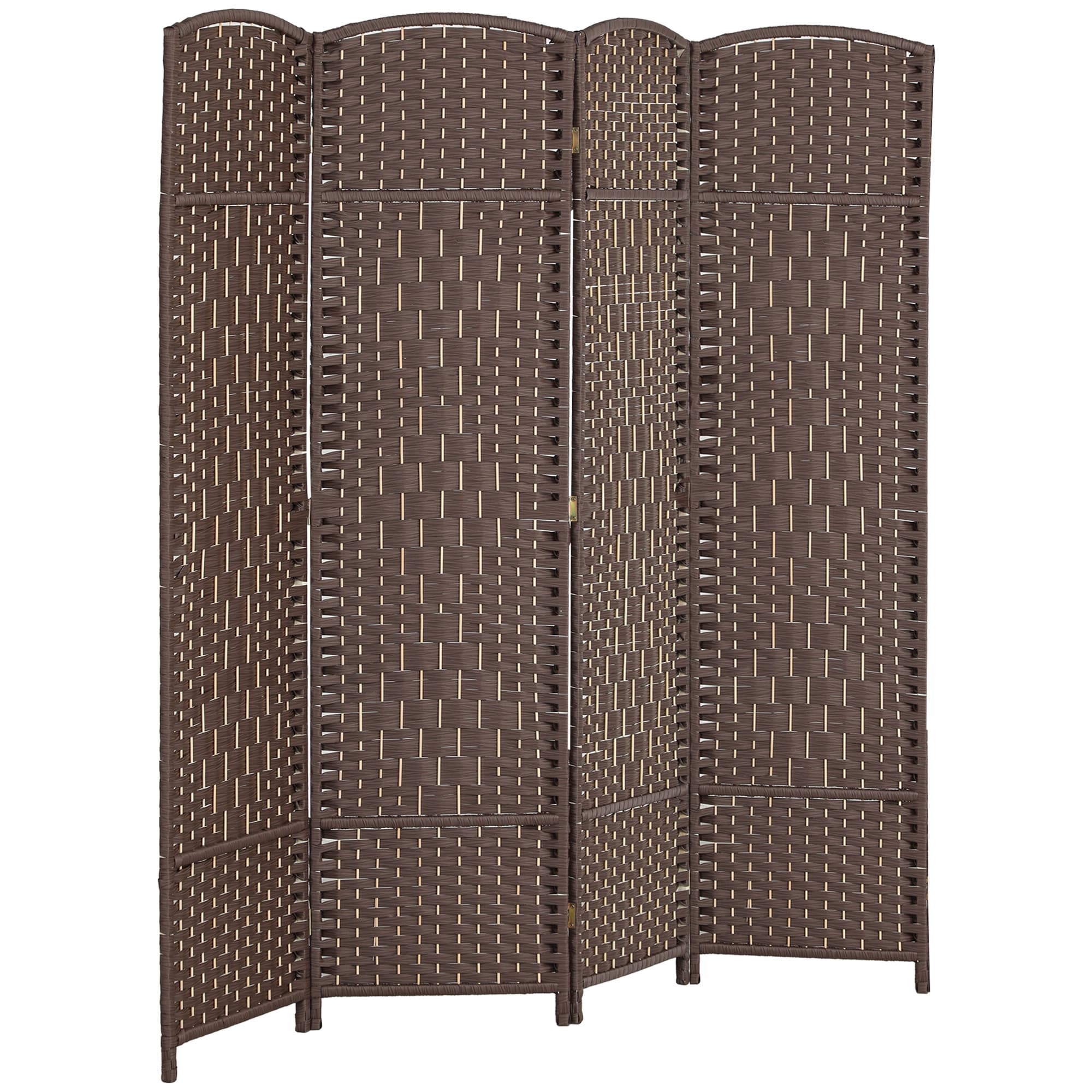 HOMCOM Biombo Dobrável 4 Painéis 180x180 cm Divisória Interior em Pinho e Polipropileno Castanho Aosom Portugal