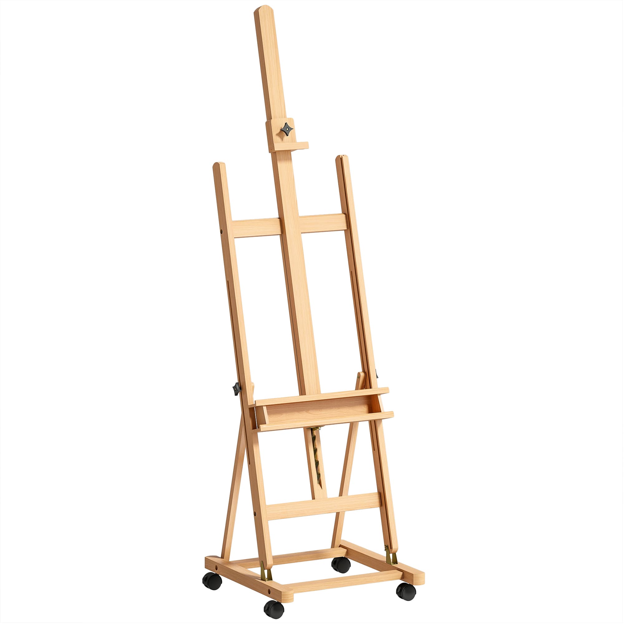 Vinsetto Cavalete de Pintura Dobrável 238 cm Cavalete de Madeira com Rodas Altura Ajustável Bandeja Madeira Aosom Portugal