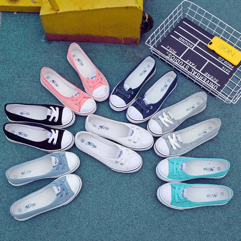 Moda Feminina Casual Moda Novos Sapatos Brancos de Fundo Macio Cor Sólida Sapatos Rasos Sapatos de Lona Tênis Gilrs Generation cm