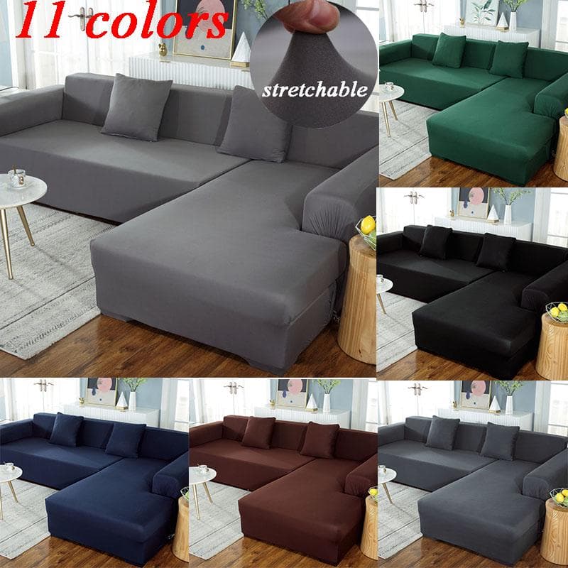 Capas de sofá de cor sólida para sala de estar Capa elástica para sofá Capa elástica para sofá em forma de L Precisa comprar 2 capas para sofá