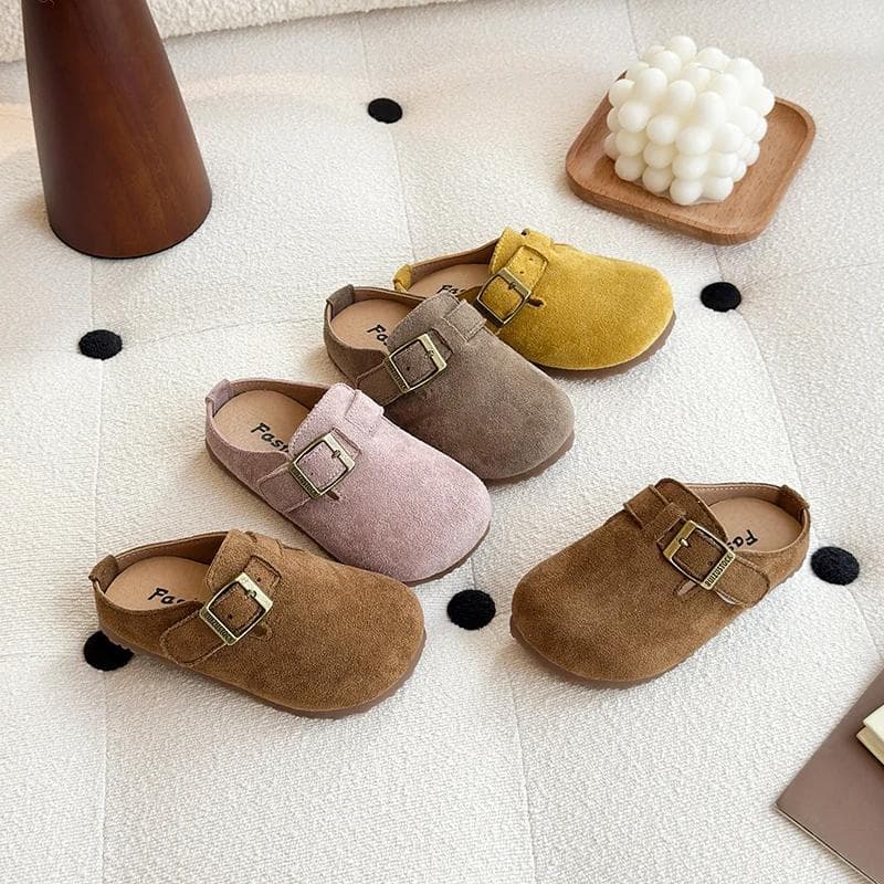 Sapatos Tamancos de Cortiça para Menina Sapatos Fechados Planos com Solado Grosso Chinelos para Crianças Uso Externo Casual Menino Chinelos Planos