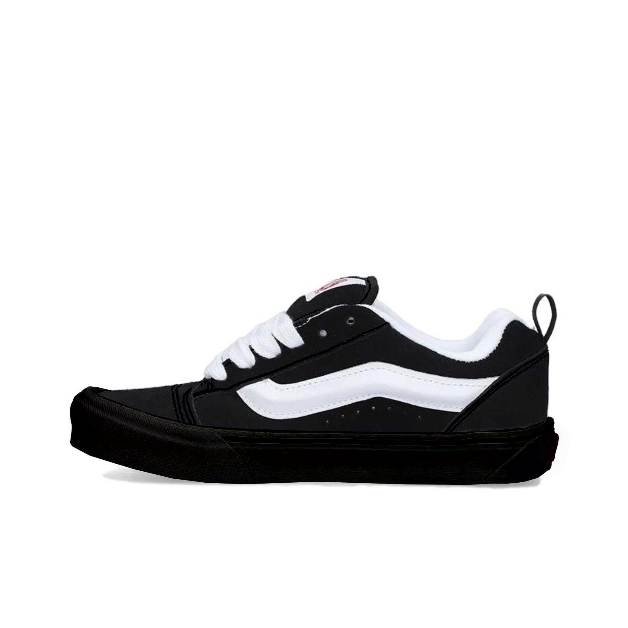 Vans Knu Skool Resistente a Derrapagens Resistente à Abrasão Cano Baixo Tênis de Skate Unissex Preto Branco VN0009QC6BT1(Equipe 613-) cm