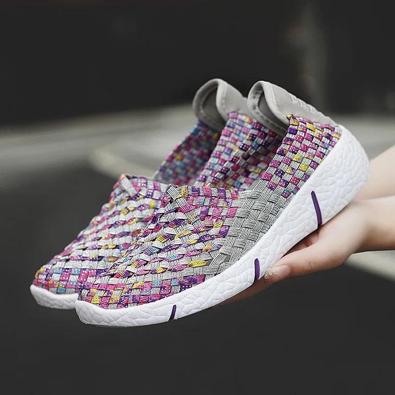 Sapatos Femininos Tênis de Verão Leves Casuais Sapatilhas Feitas à Mão Confortáveis para Caminhada Slip On Mocassins Femininos Tamanho Grande