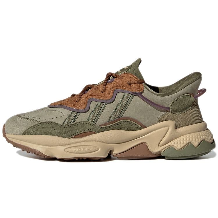 Adidas Originals Ozweego Couro Confortável Esportivo Antiderrapante Durável Cano Baixo Sapatos Lifestyle Tênis Femininos Verde GX8824 cm