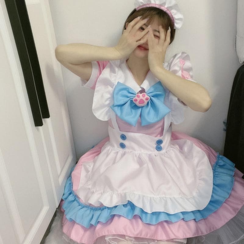 S 55xl scione feminino cosplay lolita vestido tamanho grande bonito traje de empregada cosplay anime japonês cosplay menina jk rosa traje vestido cm