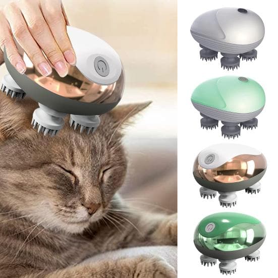 Massageador para gatos à prova d'água, cabeça macia, modos ajustáveis e confortáveis, massageador elétrico portátil para couro cabeludo,