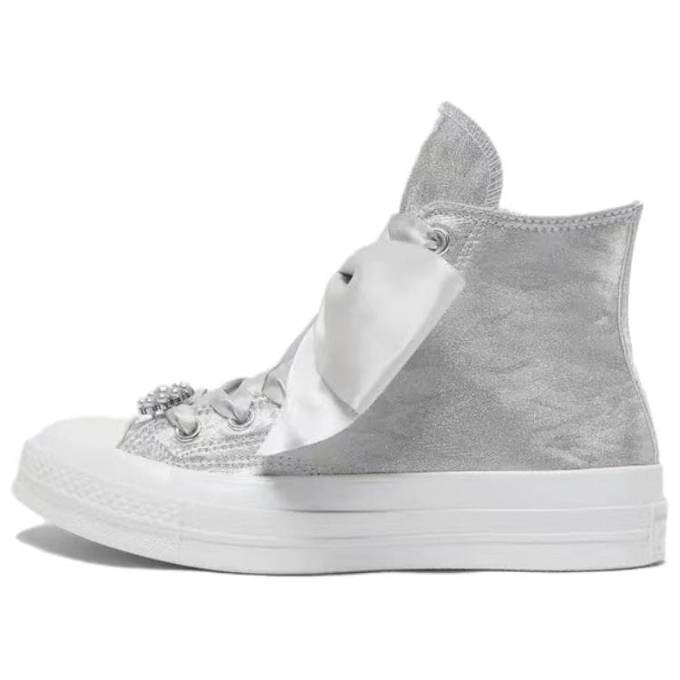 Converse Chuck Taylor All Star Confortáveis Moda Antiderrapantes Resistentes ao Desgaste Cano Alto Sapatos de Skate Unissex Prata cm prata