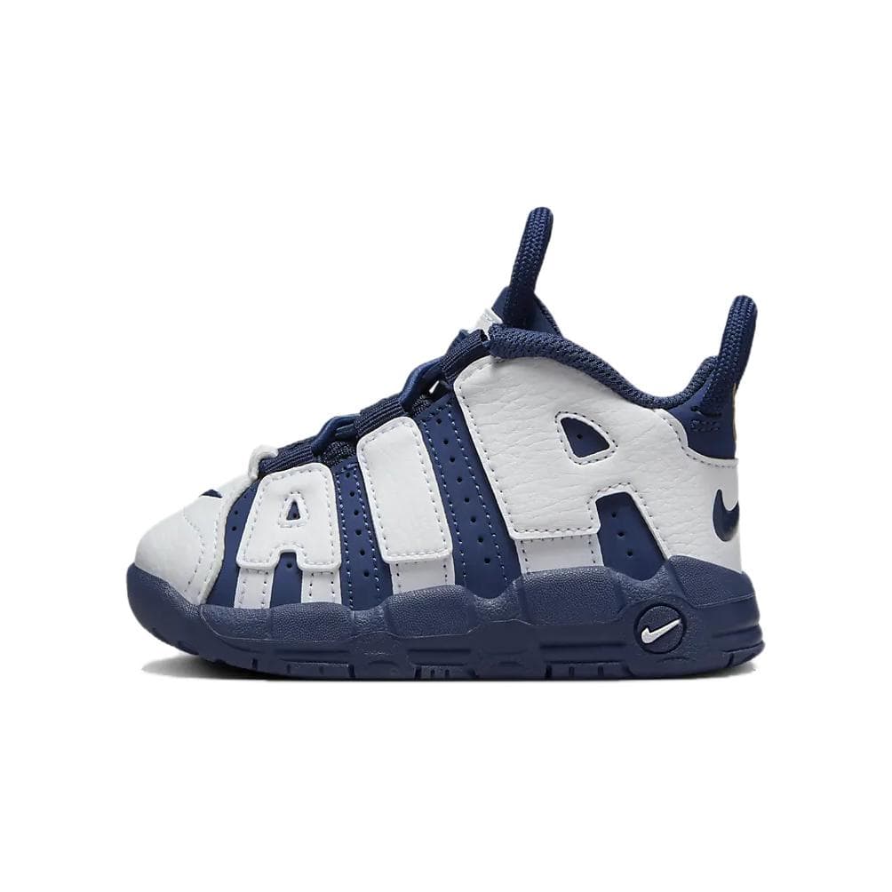 Nike Air More Uptempo Confortáveis Leves Anti-Chute Resistentes ao Desgaste Tênis de Caminhada de Cano Baixo Sapatos de Bebê Branco Azul FV5368-100