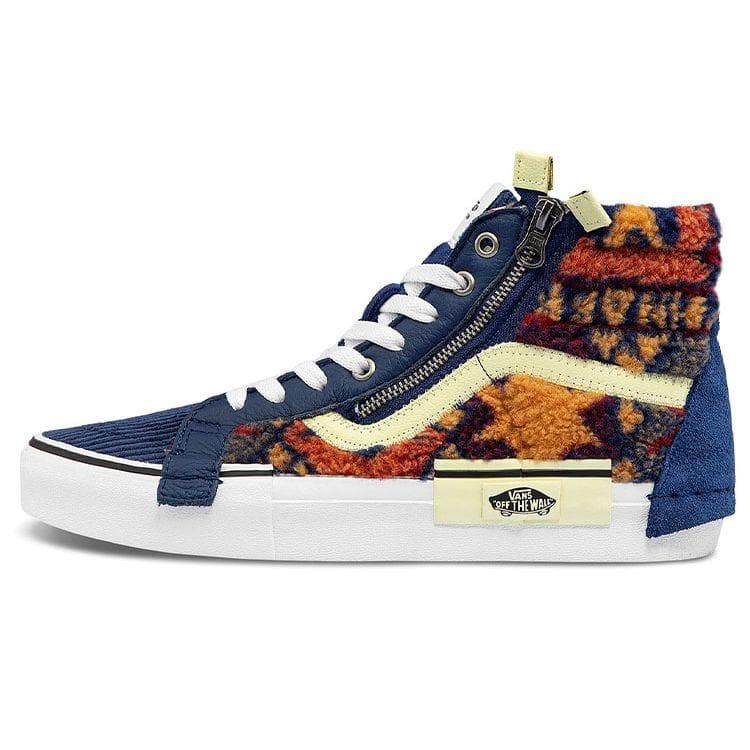 Tênis Vans Sk8 Casual de Cano Alto para Skate Unissex Azul Vermelho VN0A3WM1ABG cm