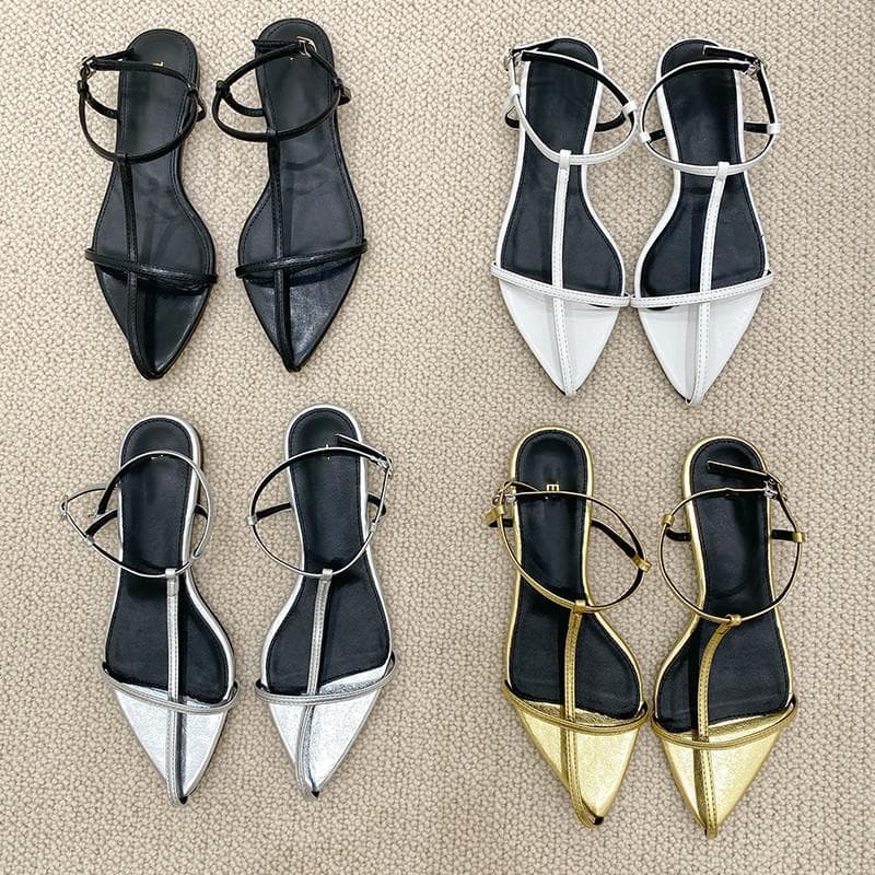 Sandálias Femininas Bailamos Moda Tira Estreita Salto Baixo Bico Fino Fivela no Tornozelo Sapatos Mulher Sandálias Gladiadoras Femininas cm preto
