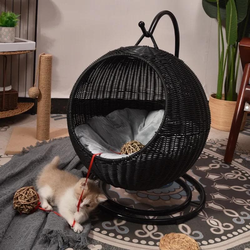 2025Nova cesta de ninho de gato de cana trançada rede de gato pelúcia ninho de gato ninho de gato suprimentos quentes para animais de estimação