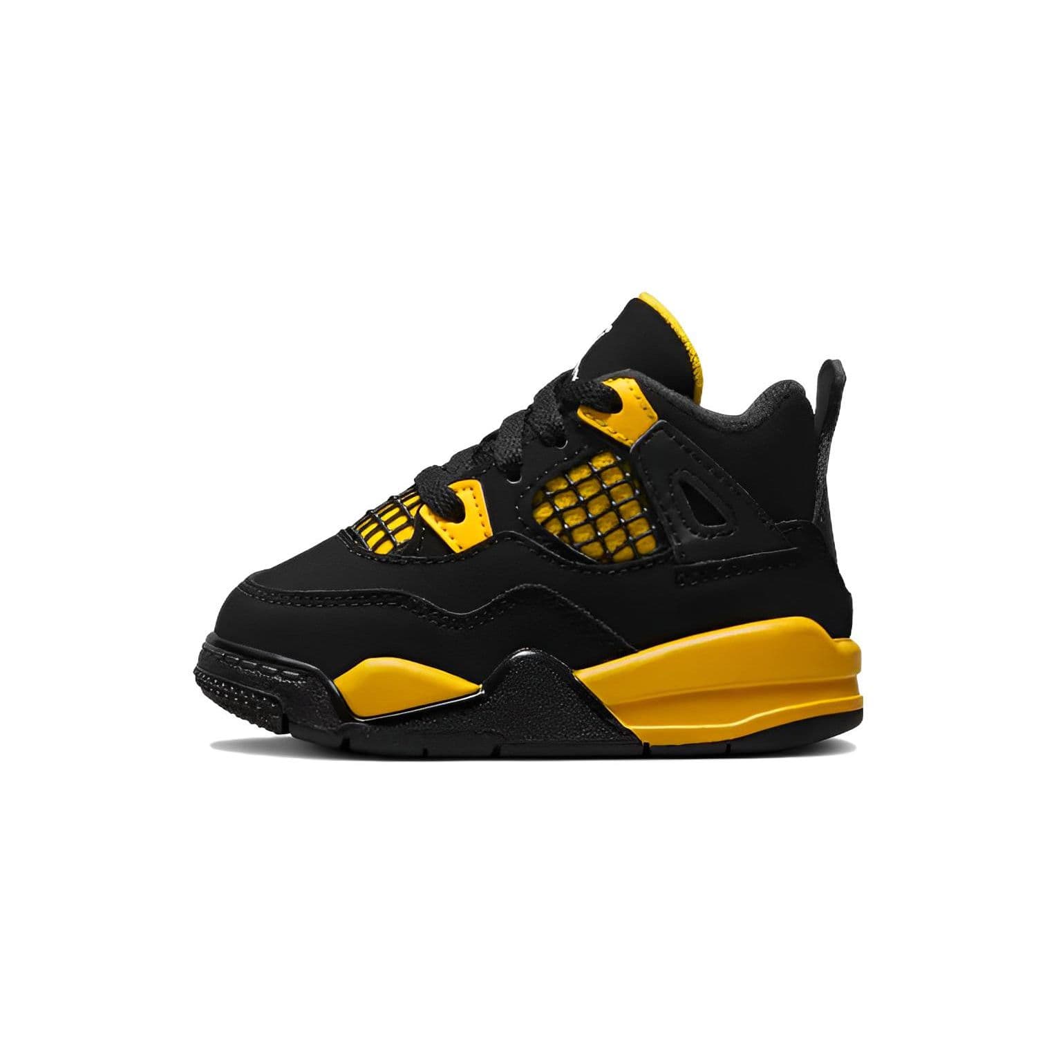 Tênis de Bebê Air Jordan 4 Retro TD Thunder 2023 Preto Amarelo Tour BQ7670-017 cm