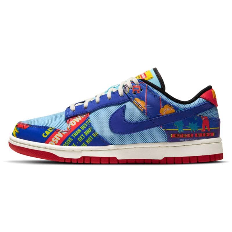Nike Dunk Retro OG Firecracker CNY Cartão Raspadinha de Camada Dupla Tênis de Skate de Cano Baixo para Mulheres em Azul e Vermelho DH4966-446 cm