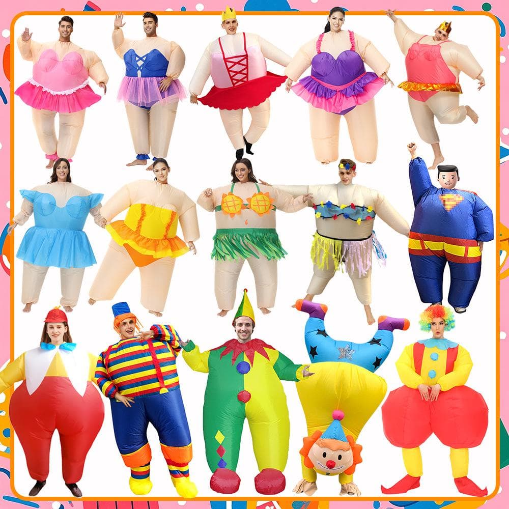 Show Engraçado Halloween Símbolo Palhaço de Ponta Cabeça Fantasia Inflável para Adultos Homens Mulheres Festas Dançantes Programas de TV