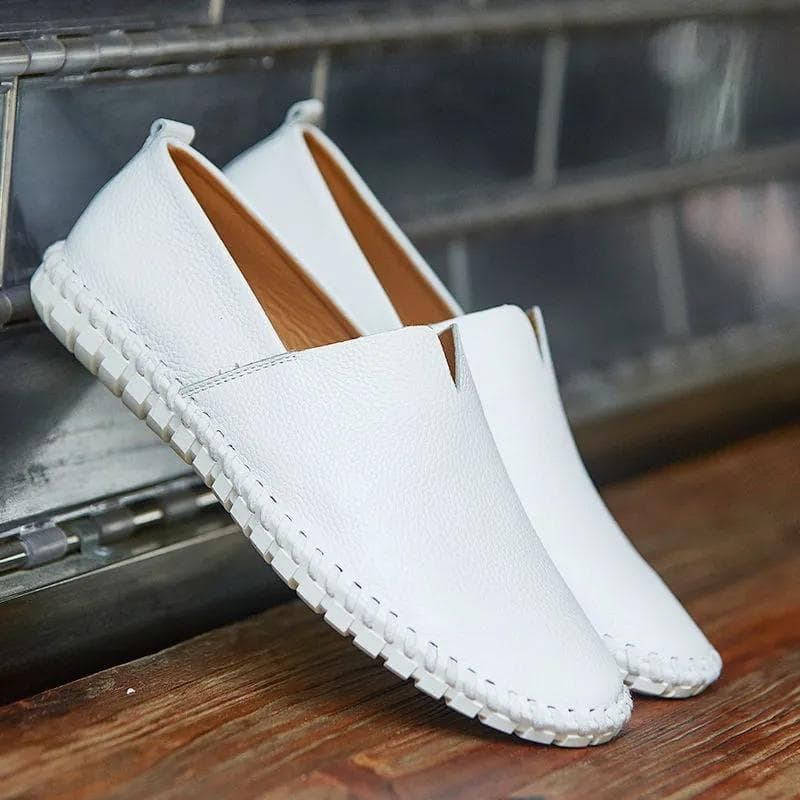 Tamanho 48 49 Sapatos Rasos de Couro Genuíno Masculino Casual Branco Couro de Vaca Tênis Masculino Confortável Mocassins de Condução Sapatos