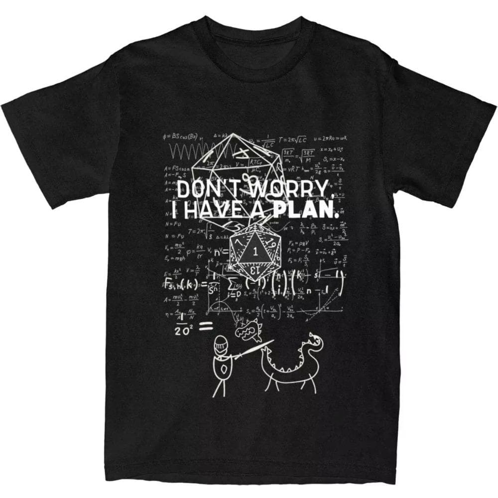Dados D20 de Dungeon Dragon Camisetas Masculinas Femininas Jogo Dnd Eu Tenho um Plano Acessórios Camisetas Engraçadas Camisetas Presente Roupas cm