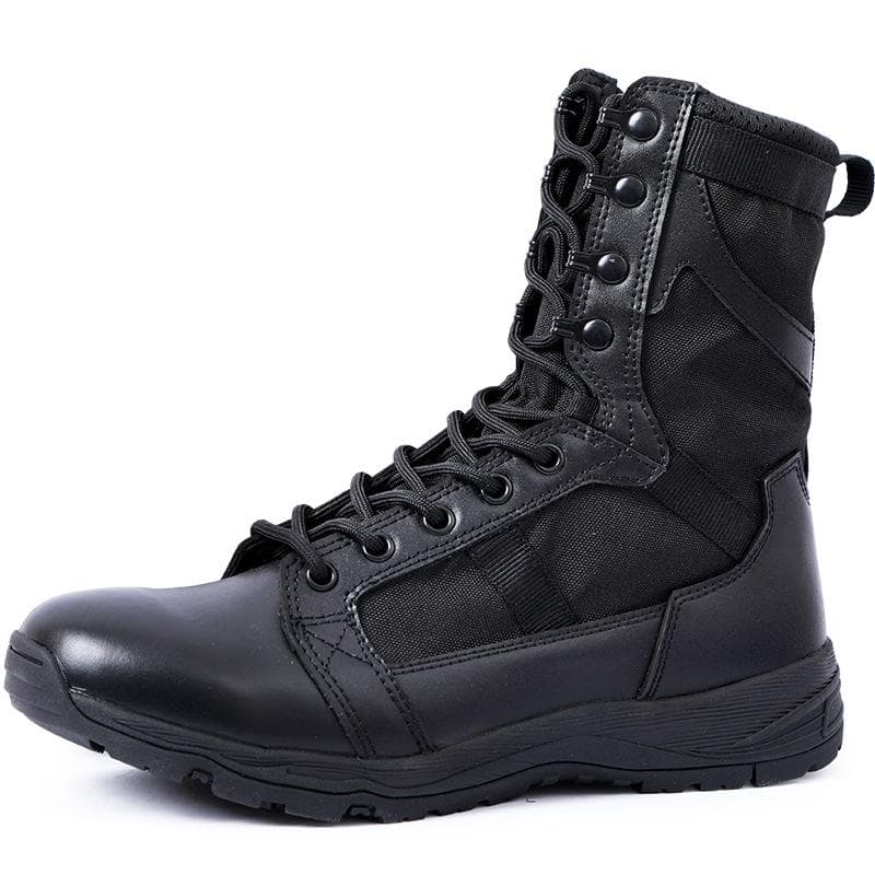 Botas de combate ultraleves, botas de combate resistentes ao desgaste de couro genuíno, respiráveis, botas de treinamento de combate femininas,