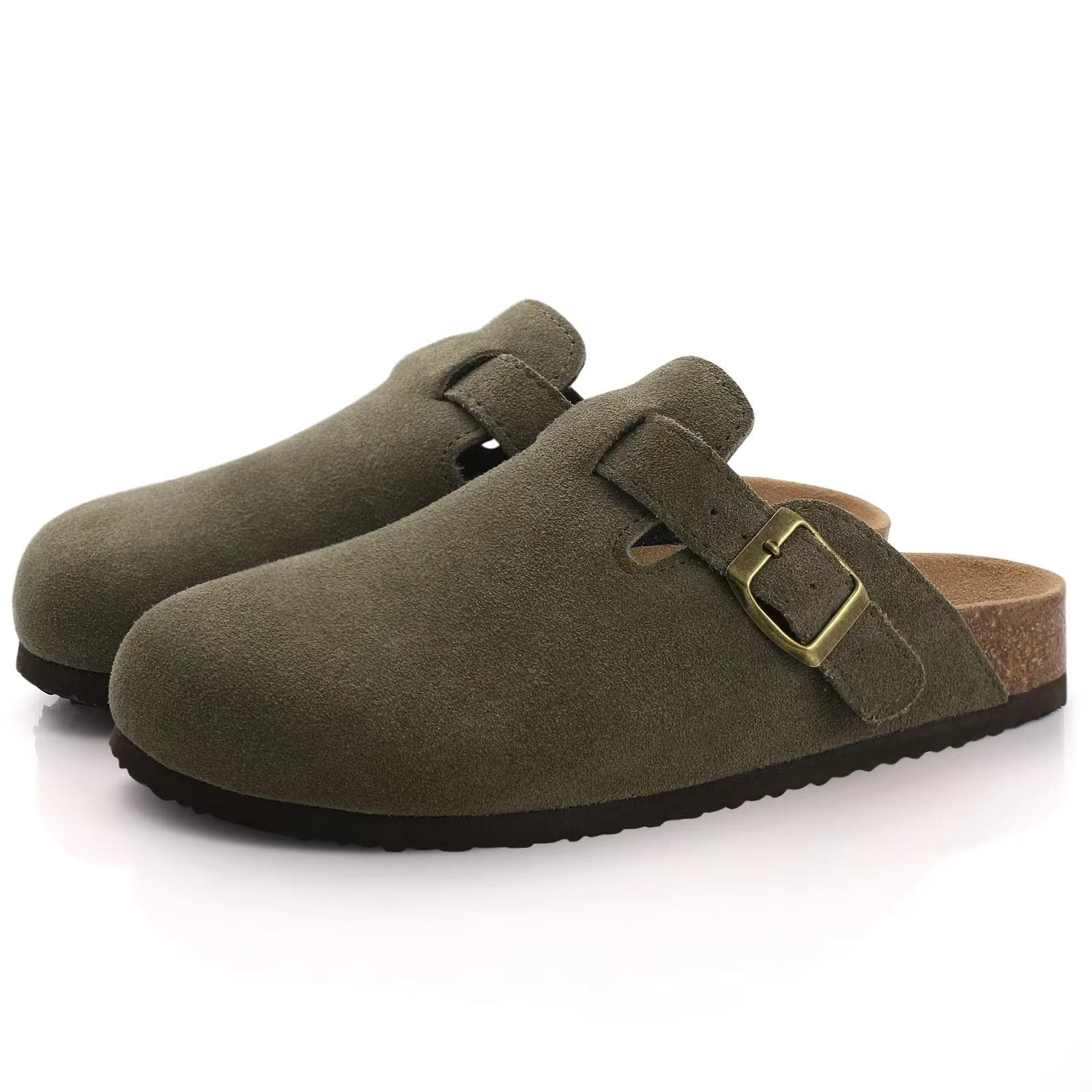 Tamancos de Camurça Crestar da Moda Chinelos Mulheres Homens Moda Tamancos de Cortiça Palmilha Mules de Couro Unissex Slip-on Sapatos de Praia Com
