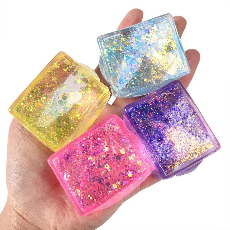 Realistic-Looking Maltose Tofu Small Ice Cubes Anti Stress Slow Rising Polar Light Vibrant Multi-Colored Squeeze Tpr Block Decompression Toy