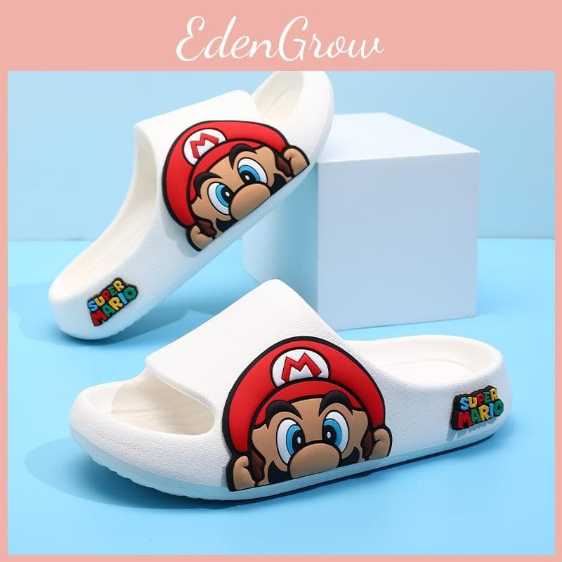 Pantufas Mario Infantil Design Desenho Animado Legal Meninos Verão Interior Antiderrapante Sola Macia cm