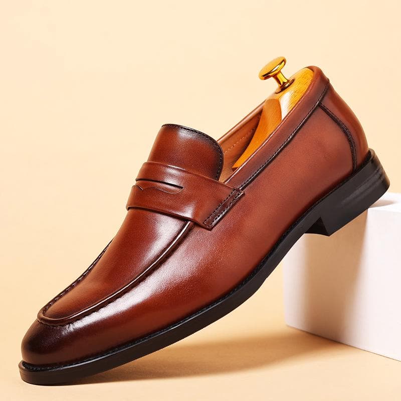Mocassins Masculinos de Primavera em Couro Genuíno: Sapatos Britânicos Casuais e Formais de Negócios Respiráveis Slip-On cm