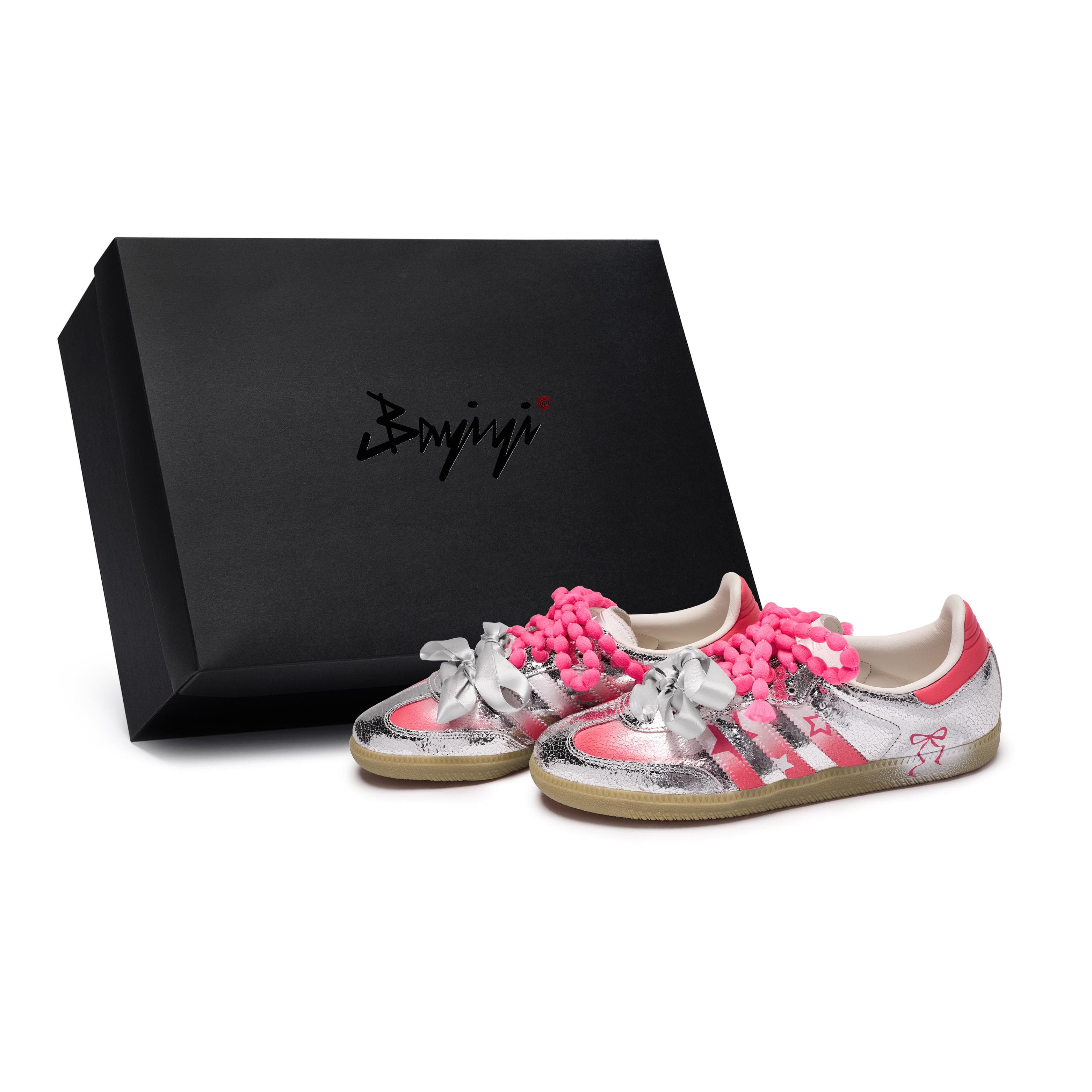 Adidas Originals SAMBA OG Skateboard Shoes Women's Low Top White/Pink/Silver JR0035(Team80-S-BOX) cm