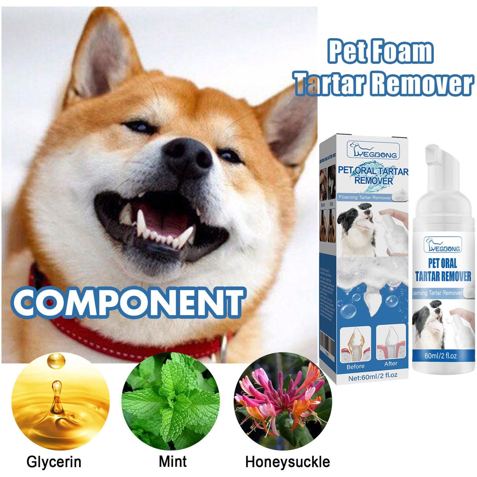 60ml Removedor de Tártaro Natural para Animais de Estimação Placas Off & Removedor de Tártaro Para Cães & Gatos Espuma Refrescante para o Hálito