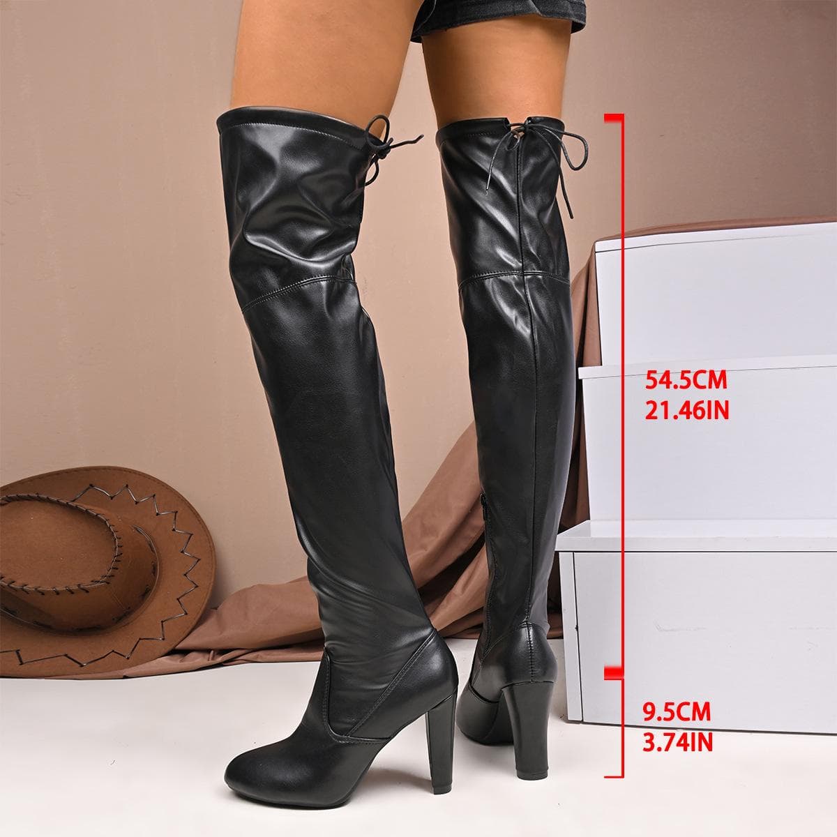 Moda Sexy Botas Altas até à Coxa Mulheres Outono Inverno Couro Elástico Acima do Joelho Botas Mulheres Preto Tamanho Grande Salto Alto de Luxo