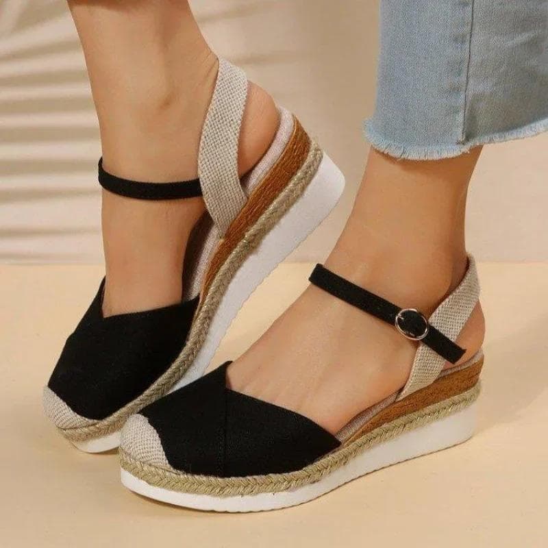 Sandálias femininas de salto fechado, plataforma, com fivela, gladiador, para o verão, com alça, para mulheres cm vermelho