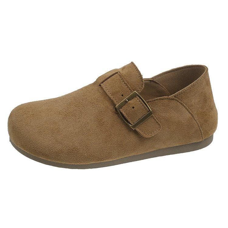 Birkenstocks tudo incluído nova bolsa de outono e primavera head drag sapatos baixos de mula sapatos únicos 23.5cm caqui