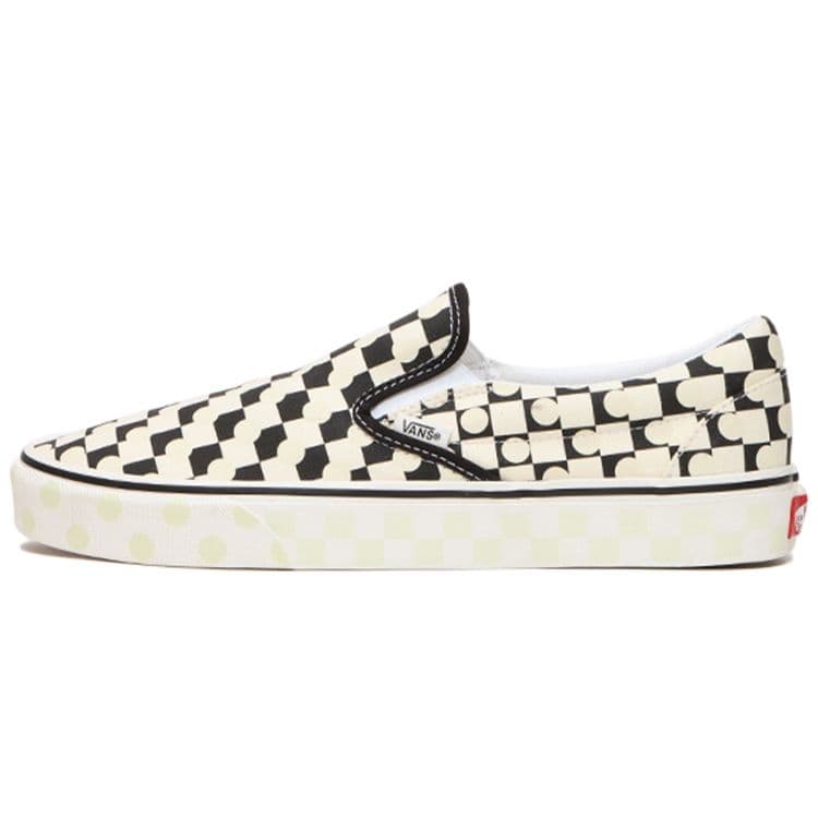 Vans Classic Slip-On Checkerboard - Tinta UV Tênis Unissex Branco Branco Verdadeiro VN0A33TB45R cm