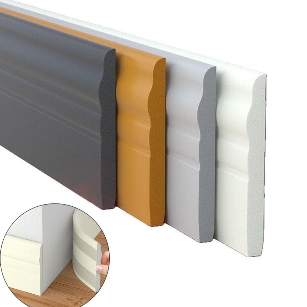 Rodapé de Parede Espessa Moldura Autoadesiva Acabamento Linha de Canto DIY Quarto branco