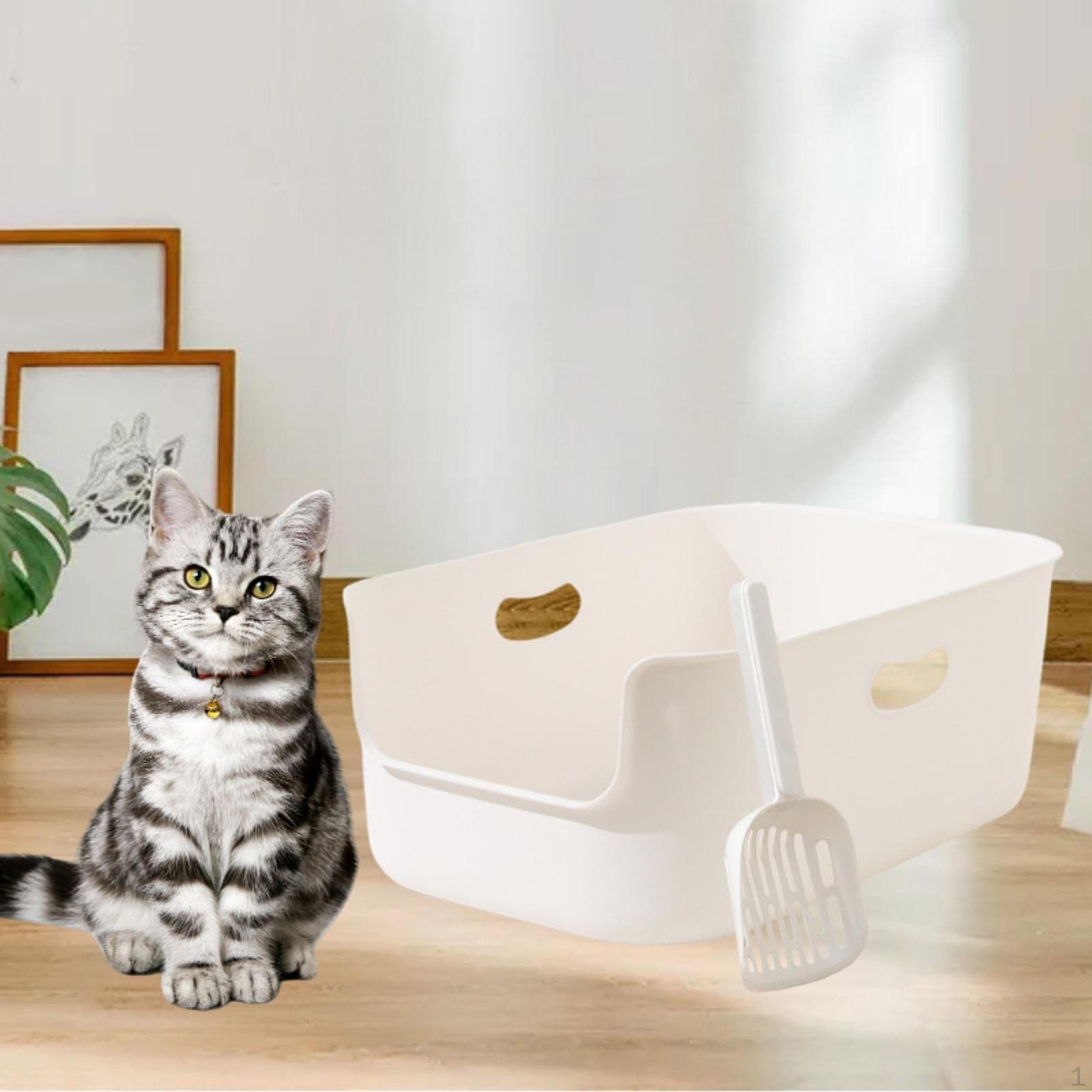 Caixa de Areia para Gatos com Laterais Altas Grande Suprimentos para Pets Gaiola Bandeja à Prova de Salpicos Topo Aberto para Gatinho