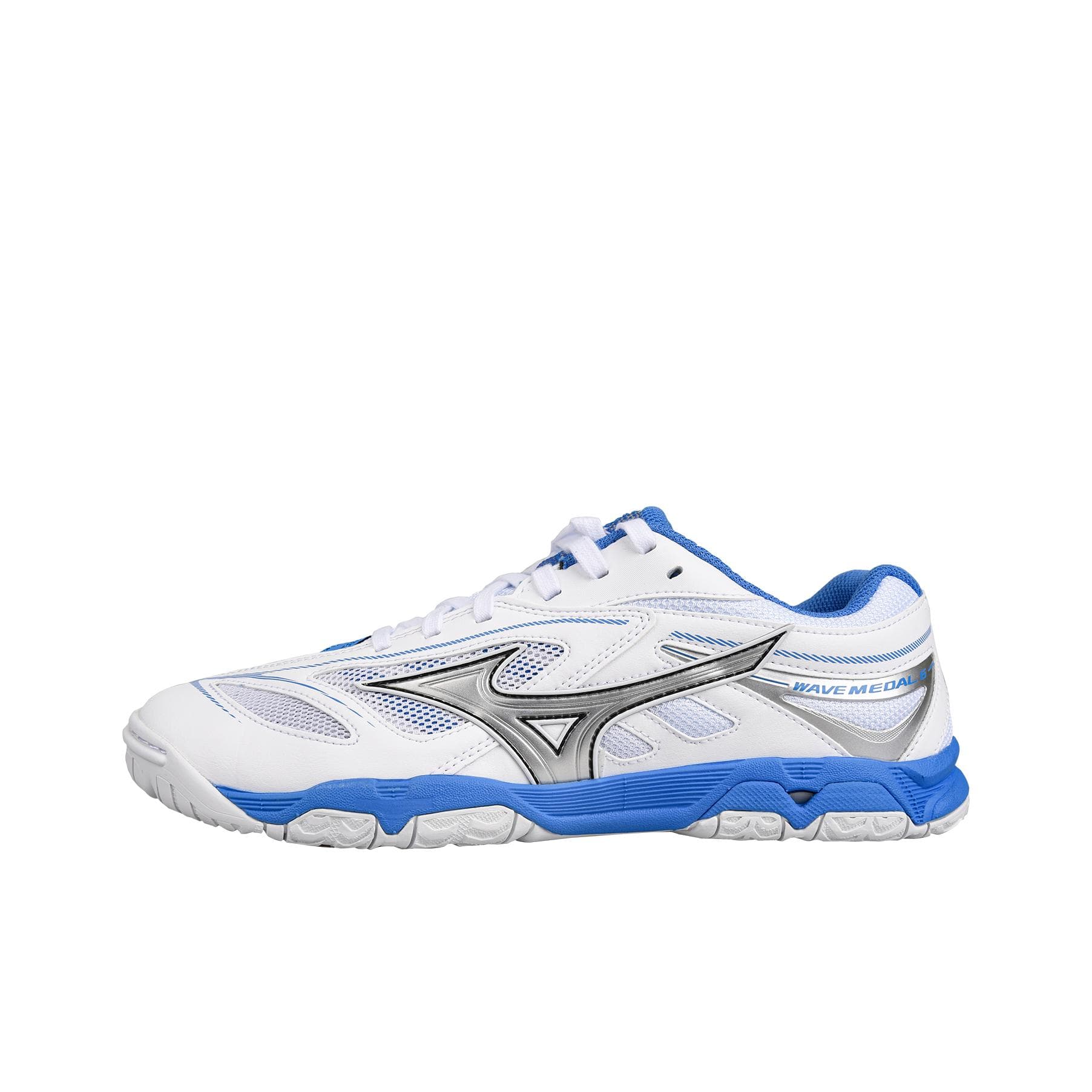 Mizuno Wave Medal 6 Moda Versátil Absorção de Choque Cano Baixo Sapatos de Treino Tênis Unissex Azul Pavão 81GA191503 cm