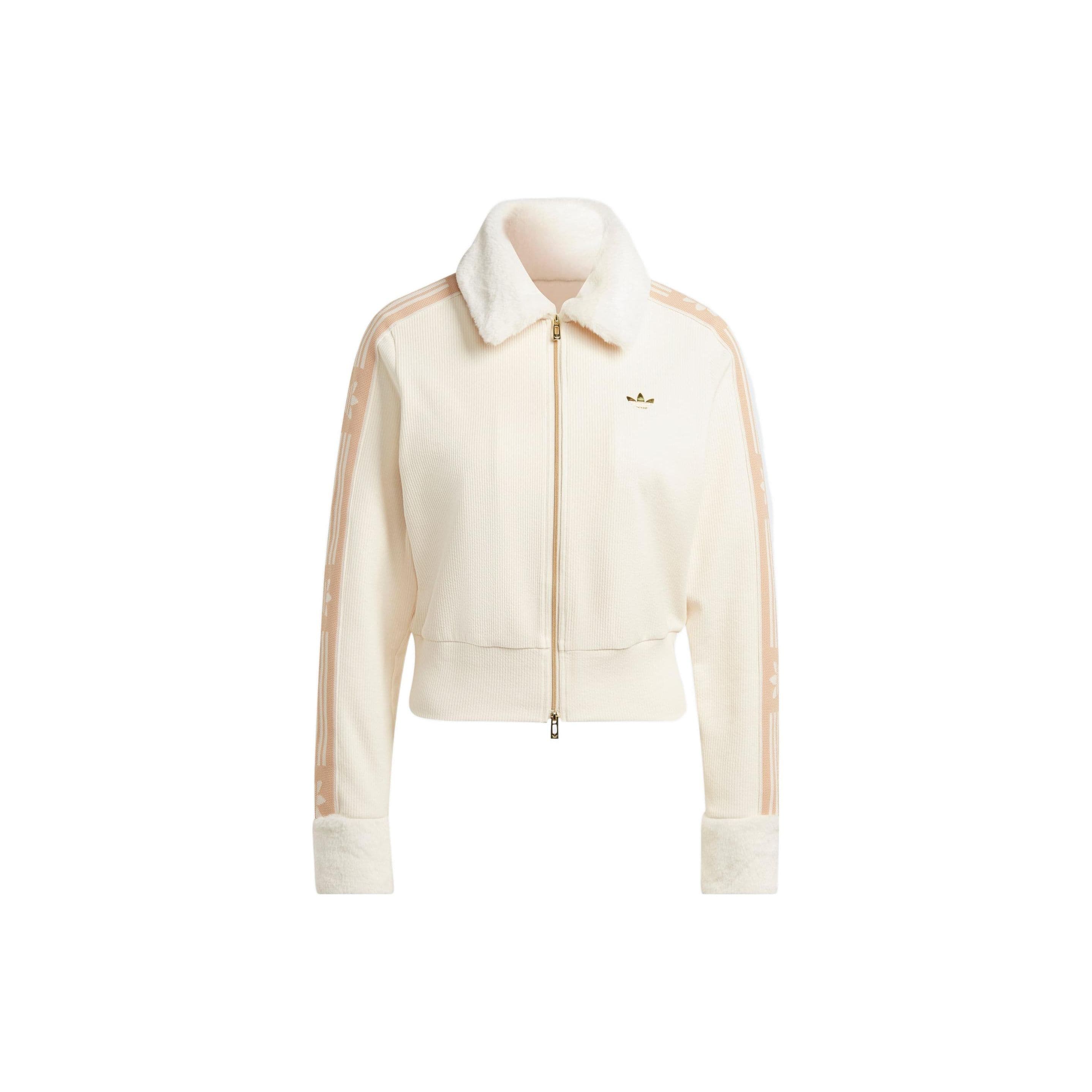 Jaqueta Adidas Originals Rib Tt com Gola Alta e Estampa de Logo Feminina Jaquetas Branco IA3913 cm