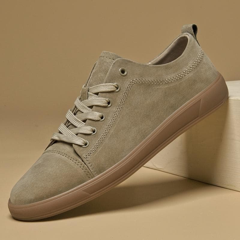 Moda Moda Camurça Couro Masculino Casual Sapatos Vulcanizados Confortáveis Planos Calçados de Caminhada Couro Genuíno Exterior Antiderrapante