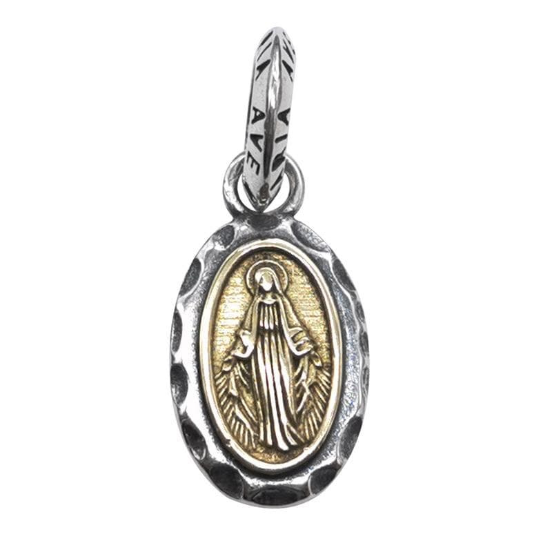 Colar com pingente de medalha de metal clássico católico prateado da Virgem Maria, estilo religioso, joias de amuleto de oração