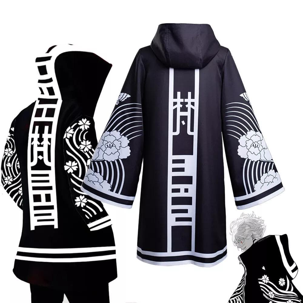 Tokyo Revengers Kawaragi Casaco Brahman Cosplay Traje Zip Up Capuz Jaqueta Preta cm