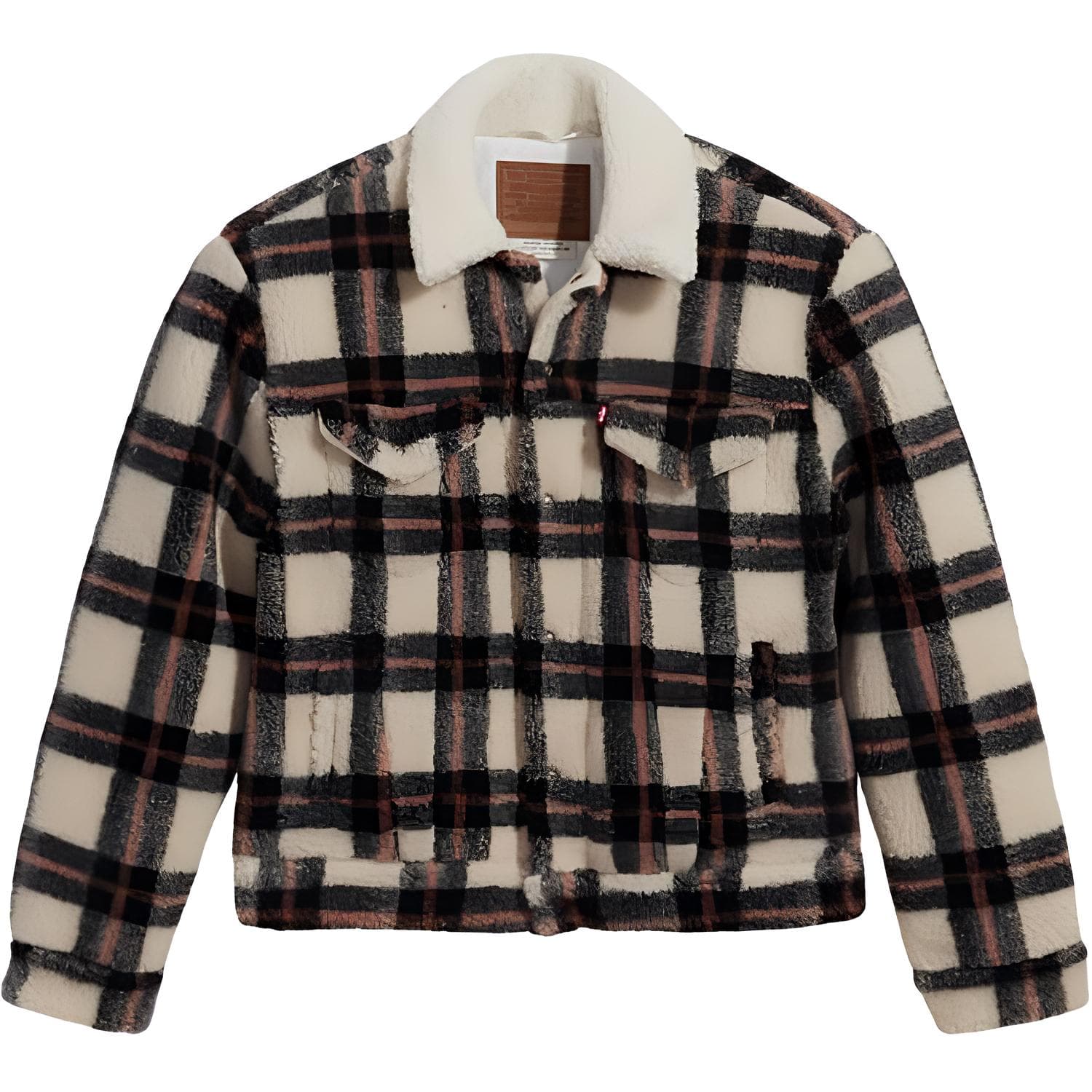 Jaqueta de Lã Manga Longa Minimalista Confortável Xadrez Levis Feminina jaquetas Branca A0826-0000 cm