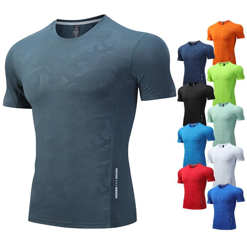 Dry Fit Homens Correndo Camisa Tops Fitness Compressão Academia Poliéster Esportes T-shirt Treino Ao Ar Livre Treinamento Muscle Fit Roupas cm verde