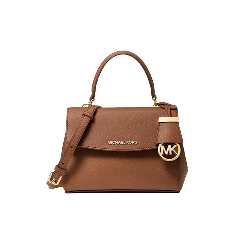 MICHAEL KORS Ava letter logo flip solid color commuter handbag leather one-shoulder crossbody handbag mini women's brown castanho