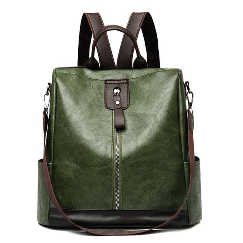 Mochila vintage de couro pu feminina, mochila de viagem de grande capacidade, bolsa escolar para adolescentes, bolsa de luxo para negócios verde