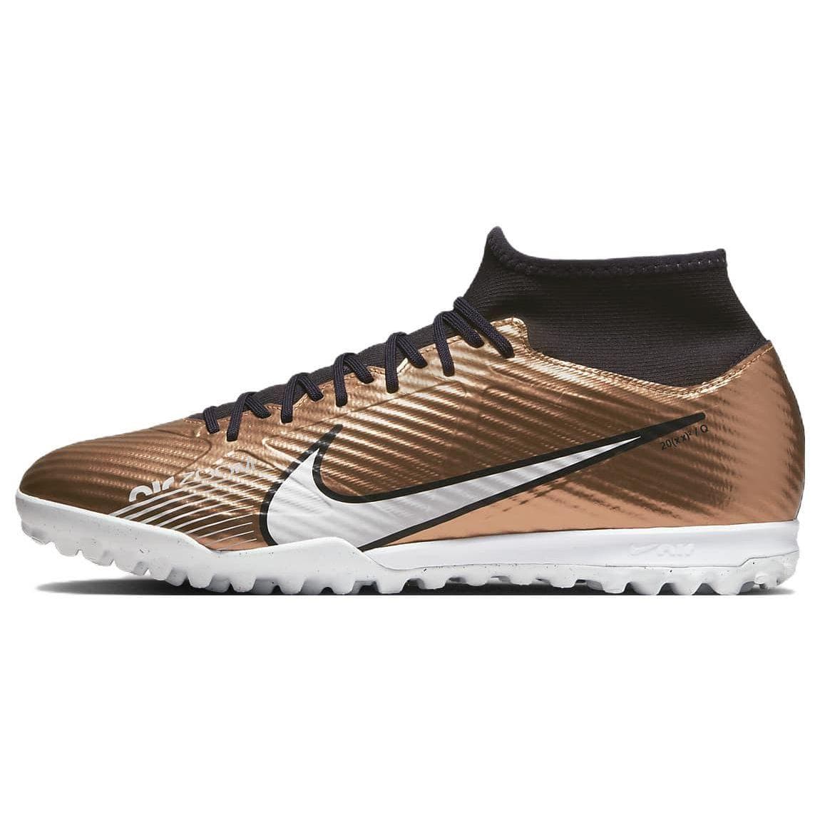 Tênis Masculino Nike Zoom Mercurial Superfly 9 Academy TF Pacote Geração Ouro Metálico-Cobre DR5948-810 cm